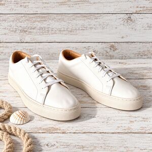 J. Crew Court Sneakers White Leather Men’s 9 NWOB #1305